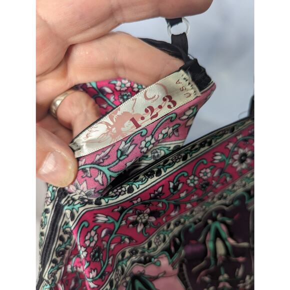 Vintage Y2K Boho Paisley Slip Dress Pink Black Handkerchief Hem Spaghetti Strap - Picture 5 of 10